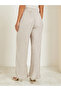 Women Cream Textured Wide Leg Trousers - 4