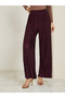 Women Purple Textured Wide Leg Trousers - 2