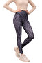 Women's Anthracite High Waist Gathering Effect No-Show Patterned Ribbed Leggings - 3