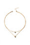 Women Gold Double Chain Necklace with Heart and Crystal Pendants - 3