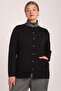 Women's Black Shawl Patterned Comfortable Cut Knitwear Cardigan with Pockets