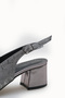Nova Sola Women's Pointed Toe Open Back Heeled Shoes 0012420 Platinum Textured - 2