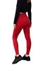 Women's Red Ribbed High Waist No-Show Sports Leggings - 5