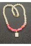 Pink Agate Stone Special Design Necklace and Bracelet Set Handmade with Pearl Pendant and Charm Bracelet - 8