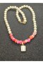 Pink Agate Natural Stone Handmade Design Necklace Real Pearl Pendant - 5
