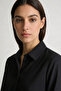 Elora Comfortable Fit Hidden Button Terikoton Boyfriend Women's Shirt & Hijab Shirt - Black - 3
