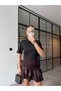 Short Sleeved T-Shirt with Collar Black