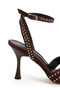 Women's Brown Cross-Strapped Ankle Shoes with Gold Stud Detail - 8