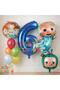 Cocomelon Balloon Set 6 Years Old Blue Numbered 9 Piece Boy Birthday Decoration