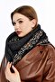 Special Beard Yarn Cashmere Textured Rose Model Knitwear Scarf, Black-Camel-Bone