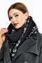 Special Beard Yarn Cashmere Textured Rose Model Knitwear Scarf, Black-Bone-Grey