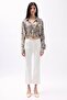 Women's Long Sleeve Patterned Crop Satin Shirt