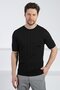 Black Crew Neck Short Sleeve Men's Viscose Knitwear T-Shirt