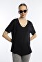 Woman's V-Neck Bamboo Fabric T-Shirt Black - 2