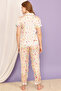 Midnight Cravings Button Down Shirt & Pyjama Set in Cream Colour - Satin - 4
