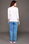 Sheep Print Top in White & Pyjama in Cobalt Blue - 100% Cotton - 3