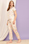 Midnight Cravings Button Down Shirt & Pyjama Set in Cream Colour - Satin - 2
