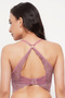 Padded Non-Wired Full Cup Racerback Longline Bralette in Mauve - Lace - 4
