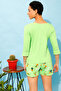 Chic Basic Top & Cactus Print Shorts Set in Mint Green - 100% Cotton - 4