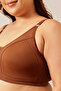 Non-Padded Non-Wired Spacer Cup Full Figure Bra in Brown - Cotton - 6