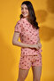 Print Me Pretty Button Me Up Shirt & Shorts Set in Salmon Pink - 100% Cotton - 3