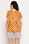 Emoji Print Top & Solid Shorts in Mustard & Grey - 100% Cotton - 5