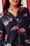Pretty Florals Button Down Night Suit in Navy - Rayon - 6