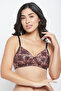 Padded Non-Wired Full Cup Animal Print T-shirt Bra in Brown - 2