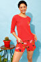 Chic Basic Top & Printed Shorts Set in Red - 100% Cotton - 3