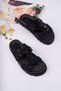 Nell Model Genuine Leather Black Women's Slippers with Fuspet Inside, Non-Slip Sole and Ring Accessories - 3