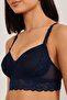 Padded Non-Wired Full Cup Bralette in Dark Blue - Lace - 5