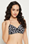 Padded Non-Wired Full Cup Animal Print T-shirt Bra in Black - 4