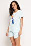 Scorpio Print Top & Shorts Set in Sky Blue - 100% Cotton - 3