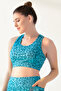 Medium Impact Padded Animal Print Active Sports Bra in Sky Blue - 4