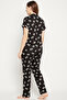 Pretty Florals Button Down Shirt & Pyjama Set in Black - 100% Cotton - 4
