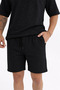 Men's Polo Collar T-Shirt Loose Shorts Black Summer Two-Piece Set - 3