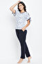 Floral Print Top & Solid Pyjama Set in White - 4