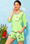 Chic Basic Top & Cactus Print Shorts Set in Mint Green - 100% Cotton