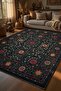 Classic Black Carpet with Non-Slip Base - Luxurious Floral Persian Pattern 2287 - 3