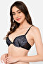 Padded Underwired Demi Cup Bra in Black - Lace - 3
