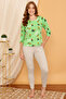Cactus Print Top in Seafoam Green & Chic Basic Joggers in Grey - 100% Cotton
