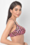 Padded Non-Wired Full Cup Animal Print T-shirt Bra in Fuchsia Pink - 4