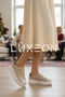 Women's Beige Patent Leather Daily Lace-Up Sneaker with Leopard Detail, Stylish Quality Walking Sports Shoes - 3