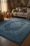 Classic Blue Carpet with Non-Slip Base - Luxury Medallion Persian Pattern 2292 - 4