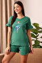 Libra Print Top & Shorts Set in Teal Green - 100% Cotton - 3