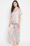 Pretty Florals Button Down Shirt & Pyjama Set in Light Grey - Satin - 4