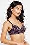 Padded Non-Wired Full Cup Animal Print Bra in Dark Purple - 3