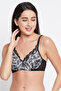 Padded Non-Wired Full Cup Abstract Print T-shirt Bra in Black