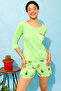 Chic Basic Top & Cactus Print Shorts Set in Mint Green - 100% Cotton - 2
