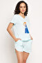 Scorpio Print Top & Shorts Set in Sky Blue - 100% Cotton - 4